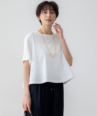 ＜23区 (Women)＞【洗える】スビンギザコットン　クロップド　Ｔシャツ（ＫＫＷＯＧＭ０４３８）