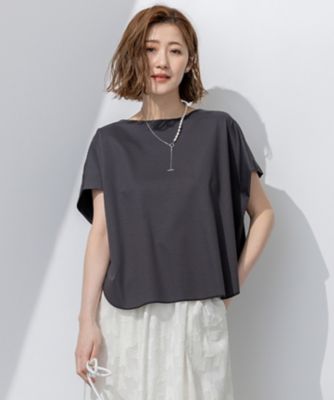 【SALE】23区 (Women)/ニジュウサンク【汗じみ防止/洗える】スムースデザイン フレンチスリーブ Tシャツ(KKWOGM0532) 004_グレー トップス【三越伊勢丹/公式】