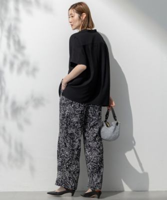 23区 【接触冷感】ストレッチジョーゼット バンドカラー カットソー 38 今期 吸水速乾/UVカット/接触冷感】ストレッチジョーゼット バンドカラー