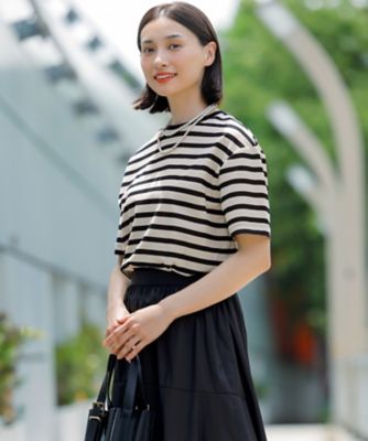 ＜23区 (Women)＞【洗える】シアーフライスボーダー　Ｔシャツ（ＫＫＷＯＧＭ０６３８）
