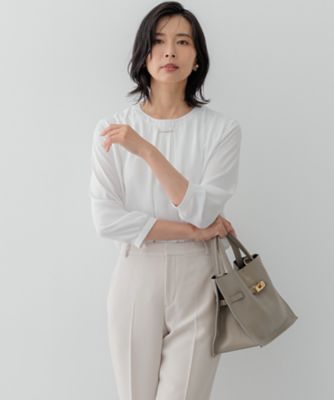 23区 (Women)/ニジュウサンク 【洗える】シルキーデシン タックデザイン カットソー(KKWOGS0031)