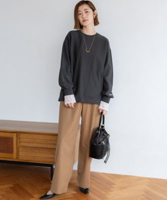 ナチュラルコットンベア レースレイヤード カットソー