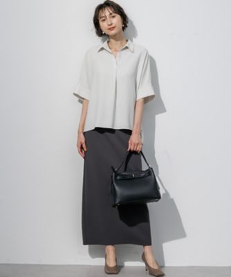 Theory スキッパーネックプルオーバーブラウス S ストレッチジョーゼット スキッパーネック ブラウス