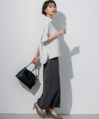 ストレッチジョーゼット スキッパーネック ブラウス