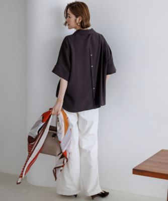 ストレッチジョーゼット スキッパーネック ブラウス