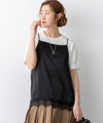 23区⭐︎新品⭐︎今季レースキャミ付きカットソー 23区（ニジュウサンク） tシャツ 「好評につき新色追加/汗じみ防止