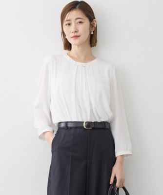 ＜23区 (Women)＞【洗える】シルキーデシン　バーアクセント　ブラウス（ＫＫＷＯＬＳ００３１）