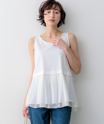 ＜23区 (Women)＞ナチュラルコットンベア　シアーペプラム　タンクトップ（ＫＫＷＯＬＳ０２３９）