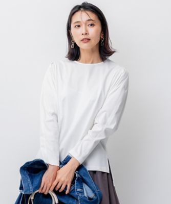 ＜23区 (Women)＞【洗える】バナナスリーブ　フォルム　ロングＴシャツ（ＫＫＷＯＳＡ０３３２）