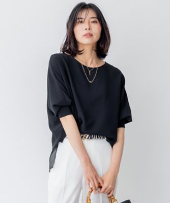 ＜23区 (Women)＞【洗える／好評につき新色追加】ストレッチジョーゼットリブコンビ　バックデザイン　カットソー（ＫＫＷＯＳＭ０４３２）