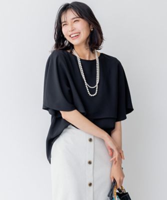 ＜23区 (Women)＞【洗える／好評につき新色追加】ストレッチジョーゼットリブコンビ　レイヤー　カットソー（ＫＫＷＯＳＭ０４３３）