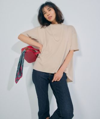 美品 カオス オーバーサイズ フレアシャツ 洗える バックフレア モカベージュ 洗える】ALBINIジャージー バックフレア Tシャツ