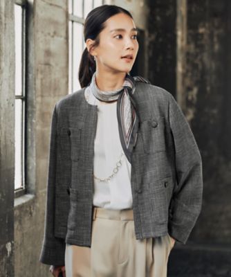 ＜自由区 L (Women/大きいサイズ)＞【洗える】ハイツイストポンチアシンメトリー　カットソー（ＫＫＷＲＣＭ０３３３）