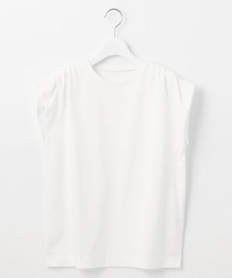 ＜自由区 L (Women/大きいサイズ)＞【洗える】タックギャザーネック　Ｔシャツ（ＫＫＷＲＣＭ０４３７）