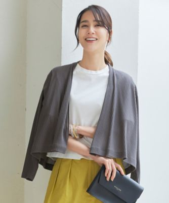 ＜自由区 L (Women/大きいサイズ)＞【アンサンブル対応・洗える】ハンディ　カーディガン　ショート丈（ＫＫＷＲＣＭ０５３６）