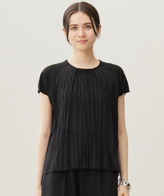 ＜自由区 L (Women/大きいサイズ)＞【洗える】ジョーゼットプリーツコンビ　カットソー（ＫＫＷＲＧＡ００３２）