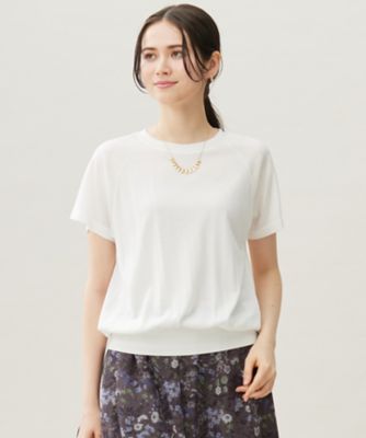 ＜自由区 L (Women/大きいサイズ)＞【接触冷感・ＵＶケア・洗える】ドレーピーラグランスリーブ　ニットソー（ＫＫＷＲＧＡ０１３２）