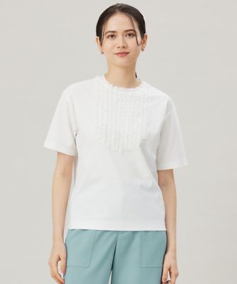 ＜自由区 L (Women/大きいサイズ)＞【接触冷感・ＵＶカット・洗える】ベビーフリル　Ｔシャツ（ＫＫＷＲＧＭ０３３７）