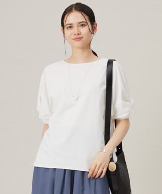 ＜自由区 L (Women/大きいサイズ)＞【接触冷感・ＵＶカット・吸水速乾・抗菌防臭・洗える】ハイツイストポンチスリーブディティール　カットソー（ＫＫＷＲＧＭ０５３１）