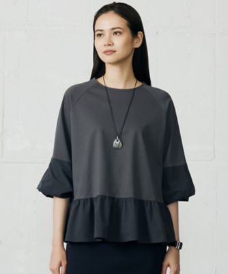 ＜自由区 L (Women/大きいサイズ)＞クリアコットンポンチペプラム　カットソー（ＫＫＷＲＧＷ０４３２）