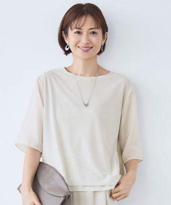 ＜自由区 L (Women/大きいサイズ)＞【１７号サイズまで展開・カタログ掲載】ストレッチアムンゼン　Ｔブラウス（ＫＫＷＲＬＭ０４３１）