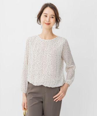 ＜自由区 L (Women/大きいサイズ)＞【洗える／ドット柄】ロイヤルシフォン　プルオーバーカットソー（ＫＫＷＲＮＡ０３３２）