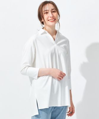 ＜自由区 L (Women/大きいサイズ)＞【洗える】エンブロイダリー　スキッパーチュニック（ＫＫＷＲＮＭ０５３３）