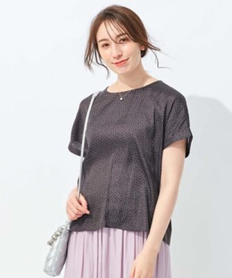 ＜自由区 L (Women/大きいサイズ)＞【セットアップ可／洗える】ブライトサテンライト　ジャージーコンカットソー（ＫＫＷＲＮＸ０６３３）