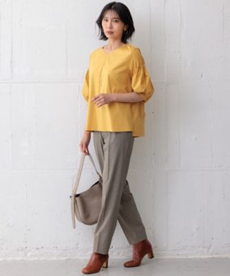 みどりの葉っぱです★美品★三陽商会 チュールスリーブモチーフカットソー セール】 【接触冷感】美人 フリルスリーブ カットソー
