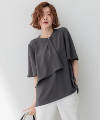 【洗える】ストレッチジョーゼット　アシンメトリー　カットソー（ＫＫＷＳＣＭ０４３４）