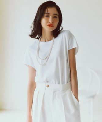 ＜23区 S (Women/小さいサイズ)＞【接触冷感／洗える】フレンチスリーブ　ＩＴ　ＴＥＥ（ＫＫＷＳＣＭ０６３６）