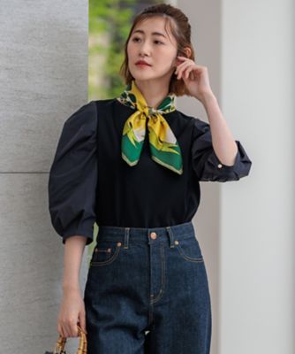 tシャツ コクーンスリーブコンビカットソー レディース コクーンスリーブコンビカットソー|LANVIN en Bleu | LANVIN en