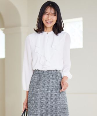 ＜23区 S (Women/小さいサイズ)＞【洗える】ジョーゼットフリル　ブラウス（ＫＫＷＳＣＳ００３２）