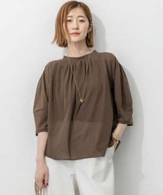 【洗える】クリアトリコットジャージー　ギャザーフォルム　カットソー（ＫＫＷＳＧＡ０２３２）