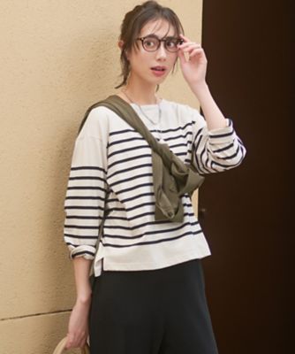 23区 S (Women/小さいサイズ)/ニジュウサンク エス Armor-lux パネルボーダー 長袖Tシャツ(KKWSGA0330) 233_ベージュ トップス【三越伊勢丹/公式】