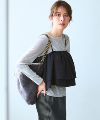 ＜23区 S (Women/小さいサイズ)＞【洗える】シアーベロア　ロングスリーブ　Ｔシャツ（ＫＫＷＳＧＡ０３３５）