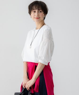 ＜23区 S (Women/小さいサイズ)＞【汗ジミ防止加工】ギャザーディテール　カットソー（ＫＫＷＳＧＭ０４３０）