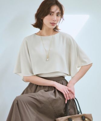新色追加】ストレッチジョーゼット ケープデザイン カットソー
