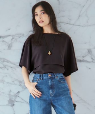 新色追加】ストレッチジョーゼット ケープデザイン カットソー