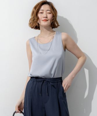 ＜23区 S (Women/小さいサイズ)＞【新色追加／Ｏｇｇｉ掲載】ミスティサテン　タンクトップ（ＫＫＷＳＧＭ０４４１）