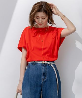 【SALE】23区 S (Women/小さいサイズ)/ニジュウサンク エス【汗じみ防止/洗える】スムースデザイン フレンチスリーブ Tシャツ(KKWSGM0532) 020_オレンジ トップス【三越伊勢丹/公式】