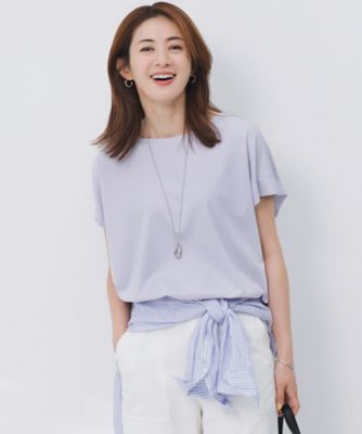 汗じみ防止／洗える】スムースデザイン フレンチスリーブ T