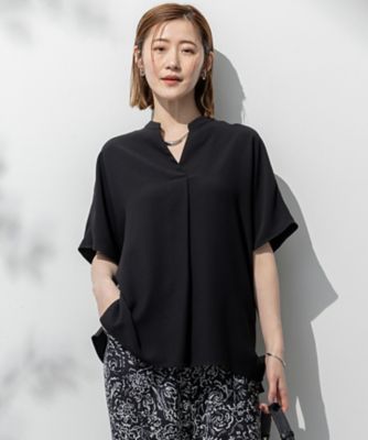 ＜23区 S (Women/小さいサイズ)＞【ＵＶカット／接触冷感／吸水速乾】ストレッチジョーゼット　バンドカラー　カットソー（ＫＫＷＳＧＭ０６３０）