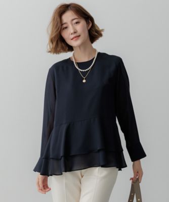 【SALE】23区 S (Women/小さいサイズ)/ニジュウサンク エス テプラマットシフォン ブラウス(KKWSGS0034) 075_ネービーブルー トップス【三越伊勢丹/公式】