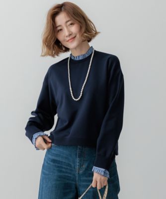 【洗える】クリアコットンテリー　ストライプフリル　スウェット（ＫＫＷＳＧＳ００３５）