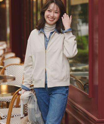 WEB＆一部店舗限定】クリアコットンテリー ダブルジップ ブルゾン