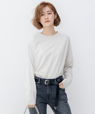 ＜23区 S (Women/小さいサイズ)＞【大好評素材／洗える】コットンベアジャージー　ロング　Ｔシャツ（ＫＫＷＳＩＡ０３０２）