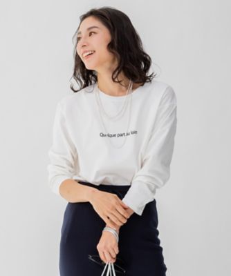 ＜23区 S (Women/小さいサイズ)＞【洗える】クルーネック　ロゴロング　Ｔシャツ（ＫＫＷＳＩＺ０７２２）