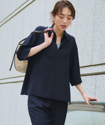ストレッチジョーゼット スキッパー ブラウス（KKWSLM0432