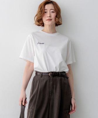 ＜23区 S (Women/小さいサイズ)＞【Ｏｇｇｉ掲載】バック刺繍　メッセージロゴ　Ｔシャツ（ＫＫＷＳＬＭ０４３６）